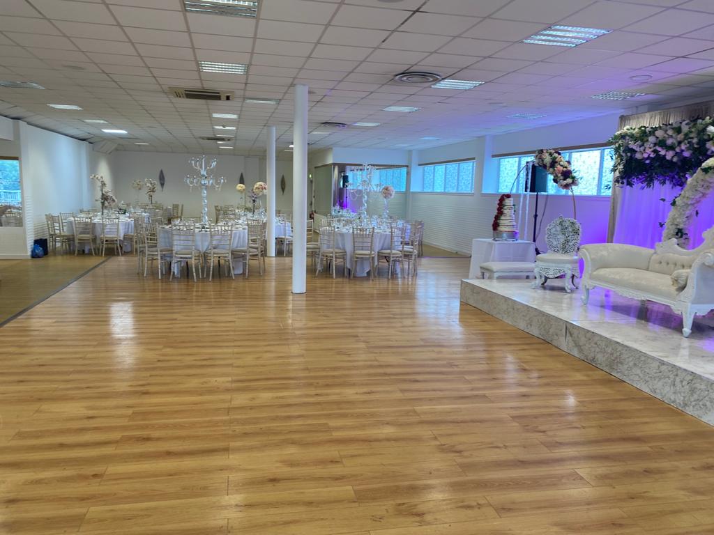 dancefloor and canapes area Eternity Hall Peter May Centre Wedding Walima Nikkah Mehndi Halal Catering event